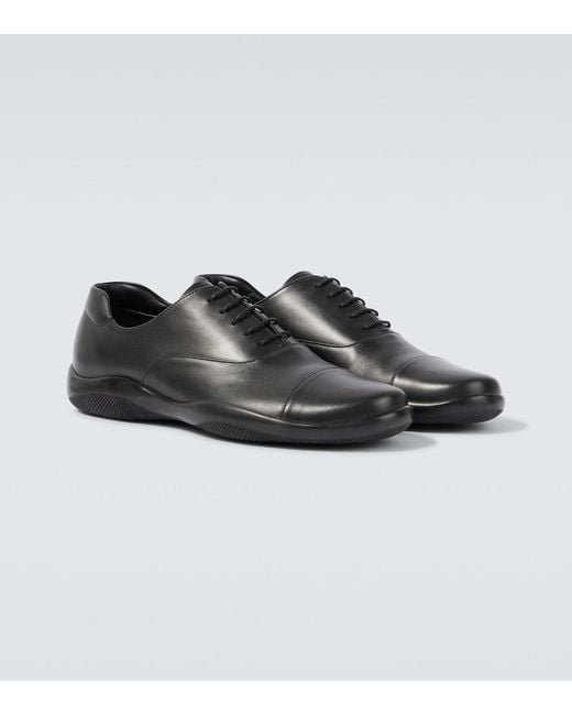 Prada Black Toblach Leather Sneakers for men