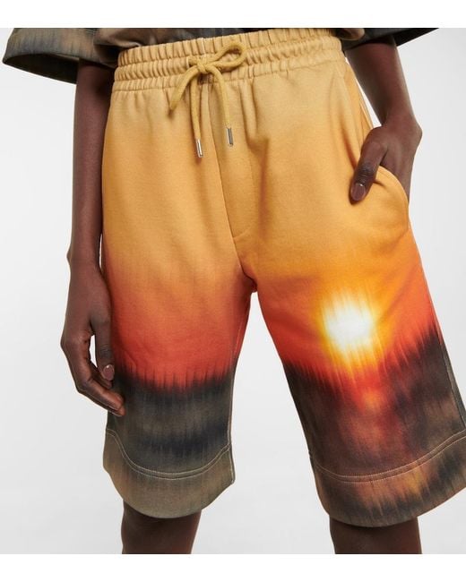 Dries Van Noten Orange Printed Cotton Jersey Shorts