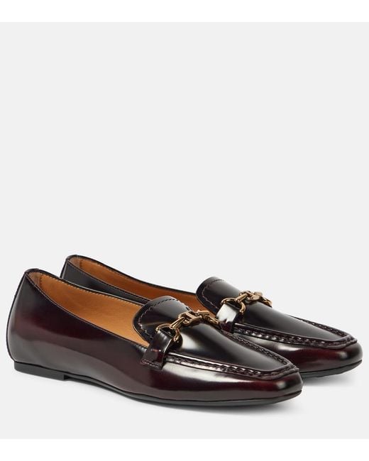 Tod's Brown Polished Leather Loafers
