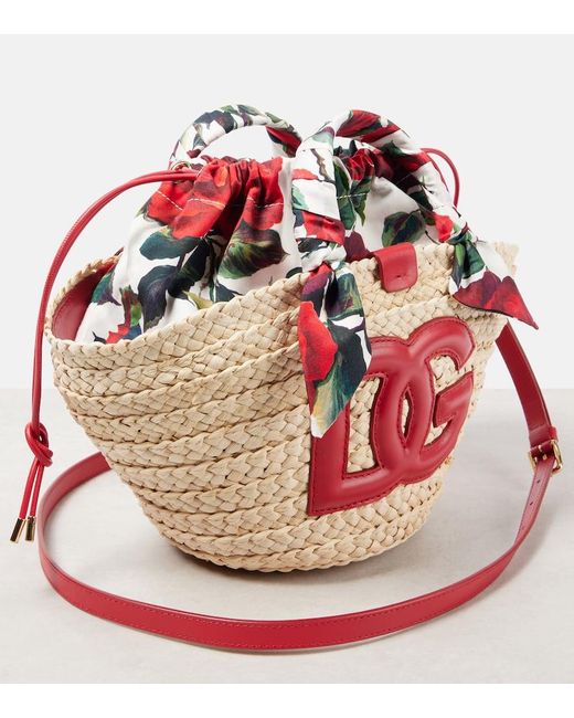 Dolce & Gabbana Pink Kendra Small Straw Basket Bag