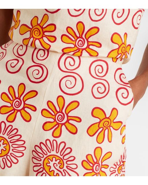 Shorts Bahamas De Lino Estampados Cala De La Cruz de color White