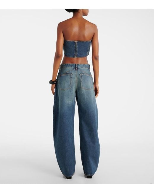 Alaïa Blue Denim Bustier Top