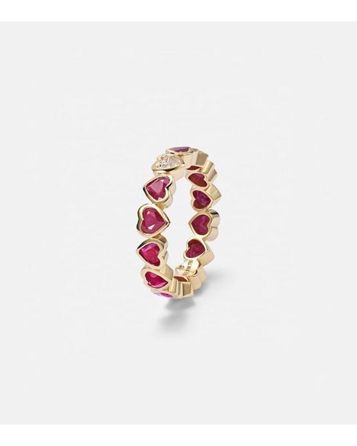 SHAY White 18Kt Ring With Rubies And Diamonds