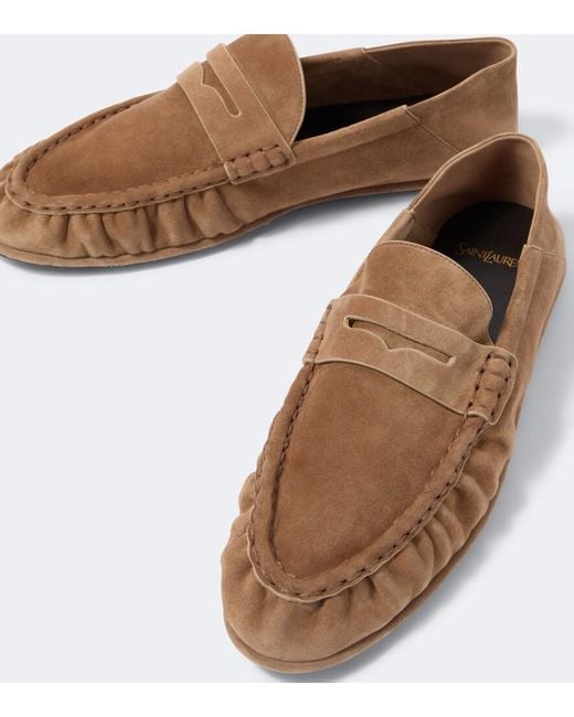 Saint Laurent Brown Le Loafer Suede Penny Loafers for men