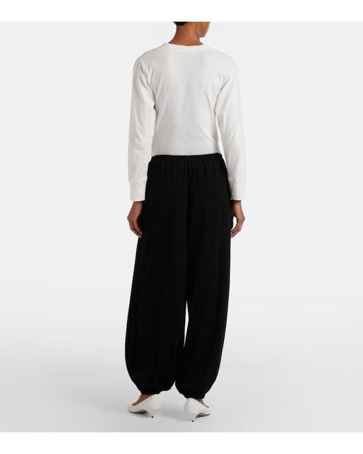 The Row Black Fiamma Cotton, Cashmere, And Silk Sweatpants