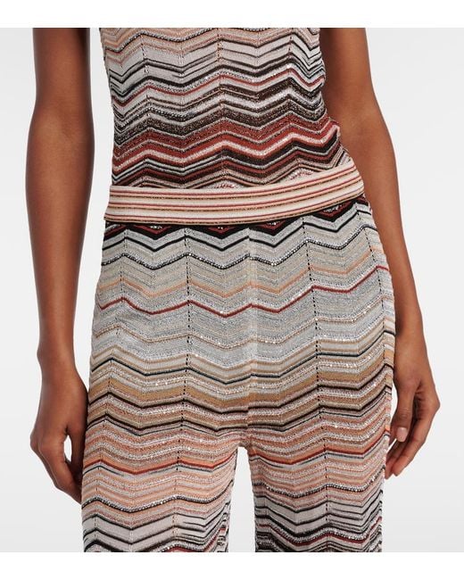 Missoni Multicolor Zigzag Lame Wide-Leg Pants