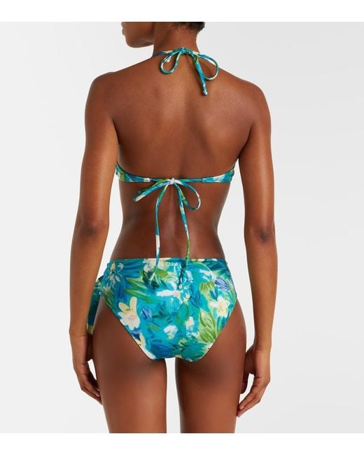Chloé Blue Bow-Detail Floral Bikini Top