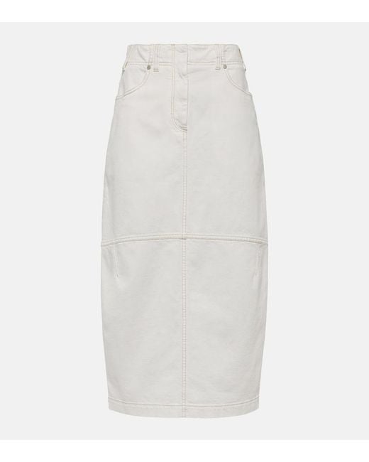 Brunello Cucinelli White Denim Midi Skirt