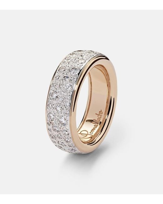 Pomellato White Iconica 18Kt Rose Ring With Diamonds