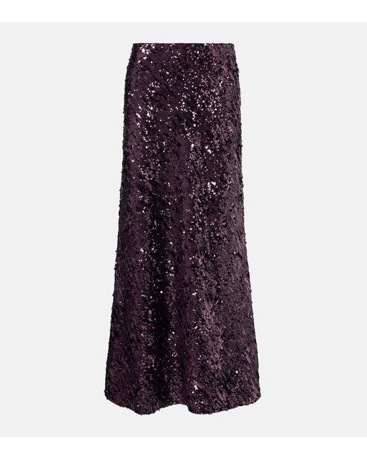 Rabanne Purple Sequined Maxi Skirt