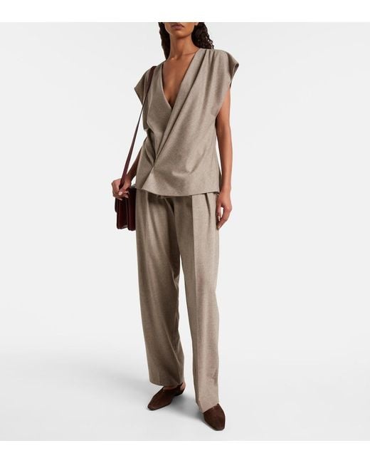 Khaite Brown Cecilia Suede Slingback Flats