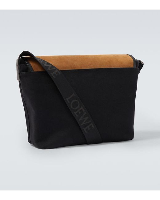 Loewe Black Flex Medium Canvas And Suede Messenger Bag for men