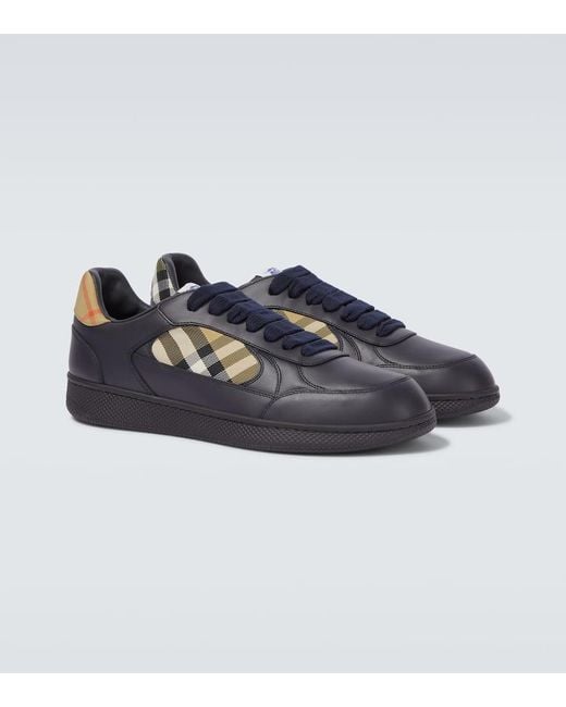 Burberry Sneakers Check Aus Leder in Blue für Herren