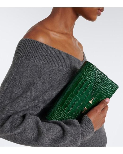 Tom Ford Green Aube Mini Leather Crossbody Bag