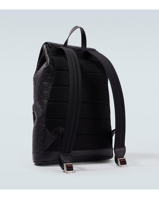 Gucci Black Gg Medium Leather Backpack for men