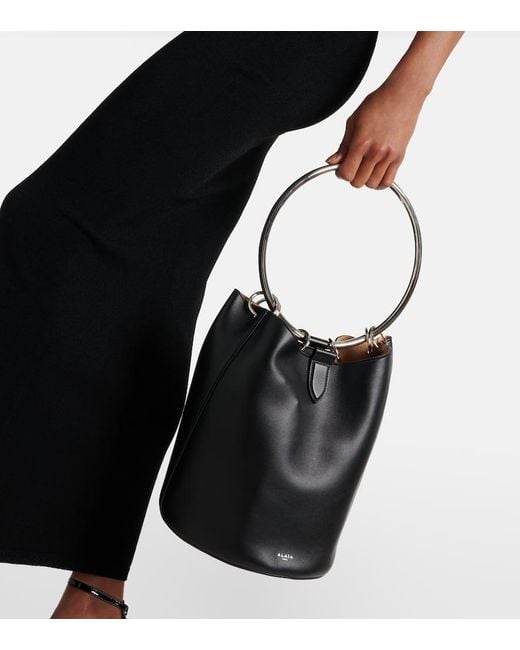 Alaïa Black Ring Large Leather Bucket Bag