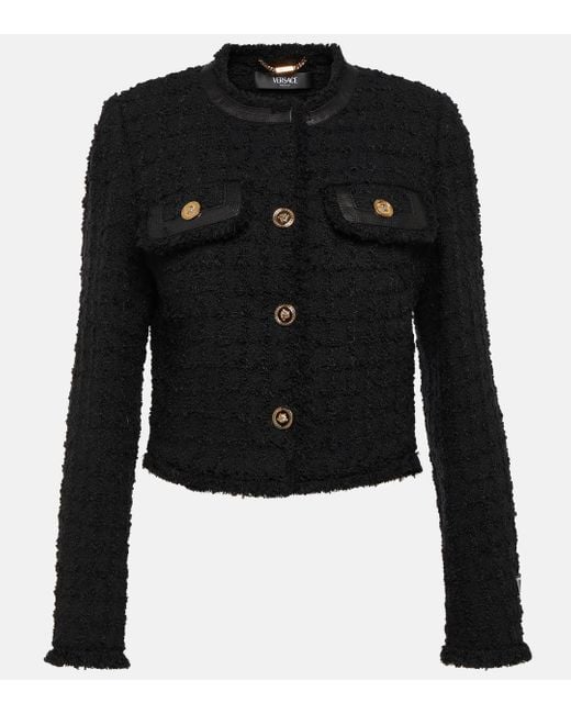 Versace Black Cropped Boucle Jacket