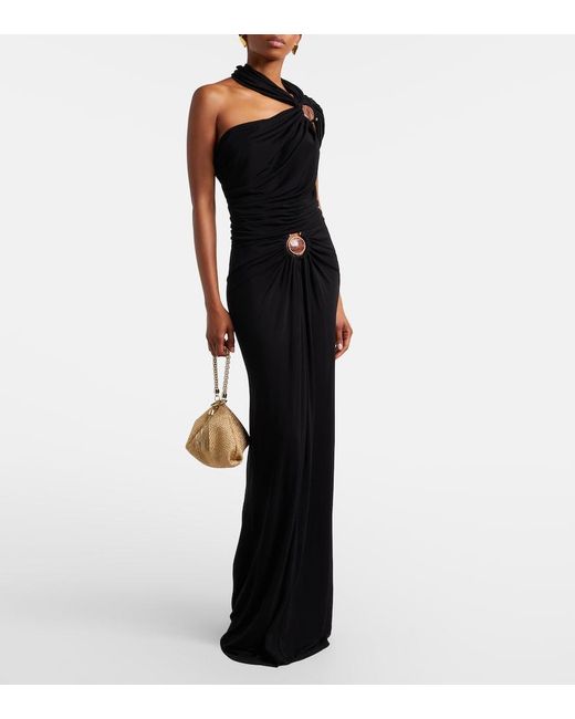 Christopher Esber Black Embellished Draped Jersey Top
