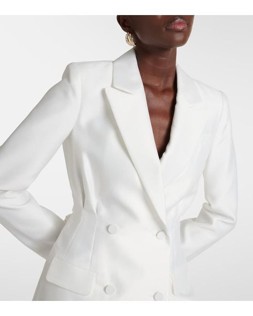 Vestido estilo blazer cruzado de tafetan Self-Portrait de color White