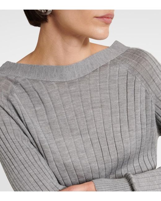 Proenza Schouler Gray Eden Wool-Blend Midi Dress