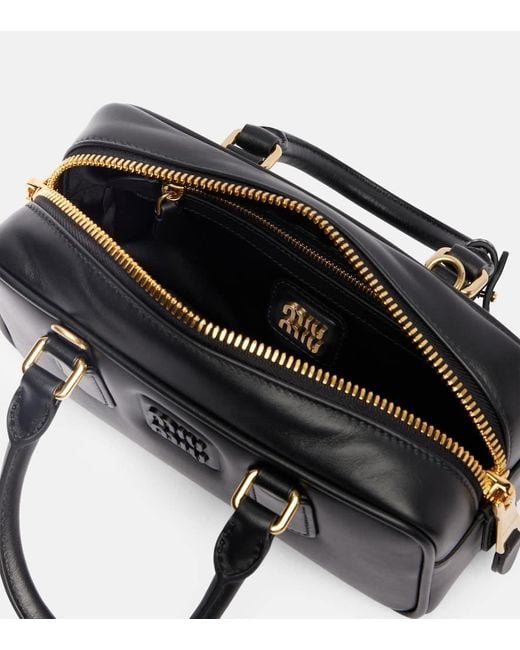 Miu Miu Black Arcadie Leather Tote Bag
