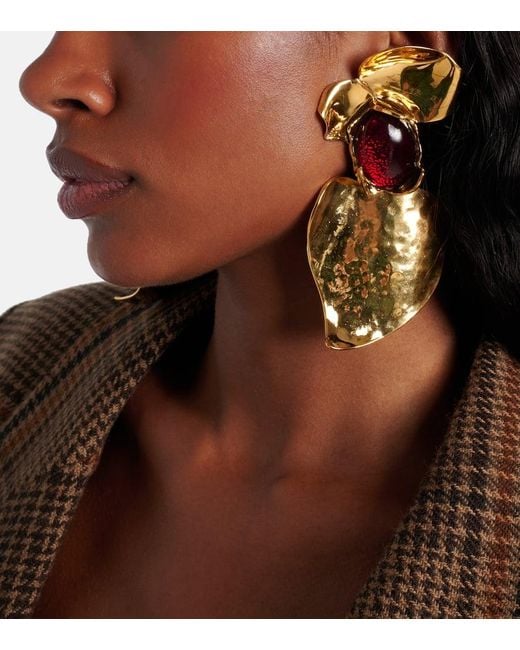 Saint Laurent Metallic Verzierte Clip-Ohrringe