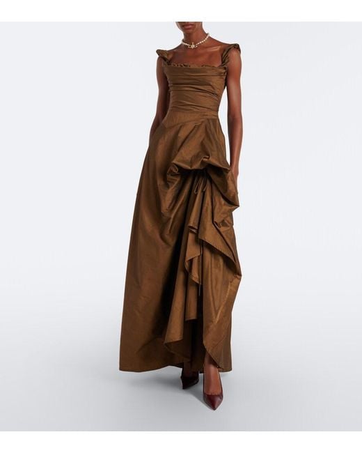 Vivienne Westwood Brown Chichi Draped Cotton-Blend Bustier Dress