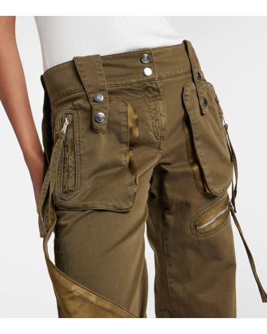 Blumarine Green Mid-rise Flared Cargo Jeans