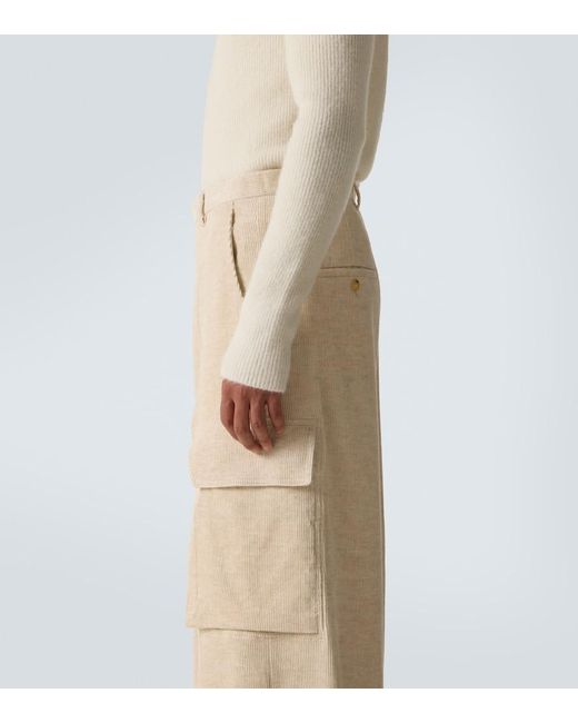Rick Owens Natural Firebanks Cotton And Linen Cargo Pants for men