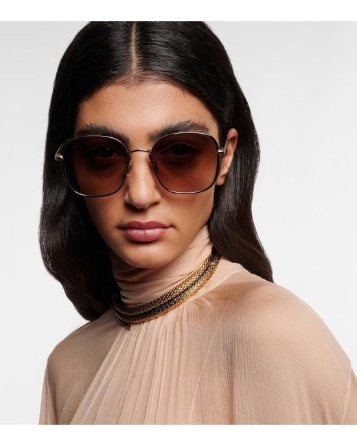 Chloé Brown Eckige Sonnenbrille Mit Bogenkante