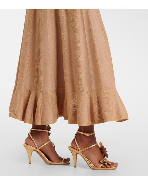 Zimmermann Brown Aster Pointelle Lame Maxi Skirt