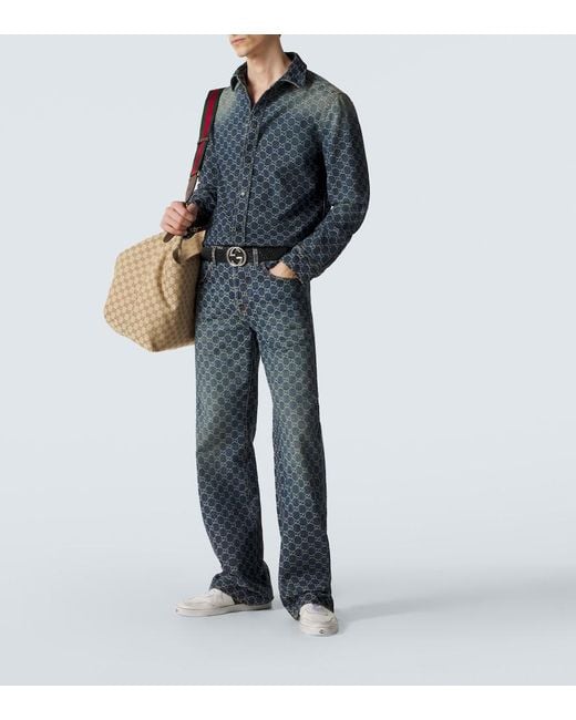 Gucci Flared Jeans Gg Aus Jacquard in Blue für Herren
