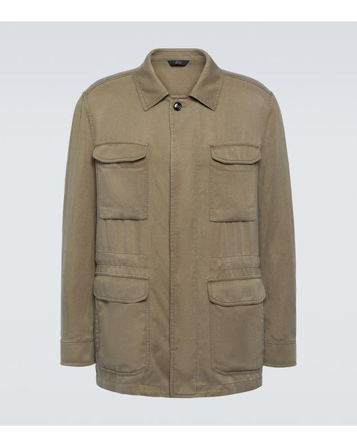 Brioni Green Silk And Linen Jacket for men