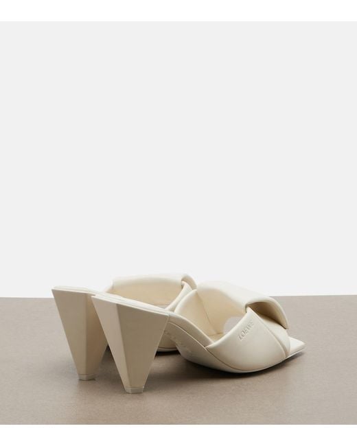 Loewe White Origami Leather Mules