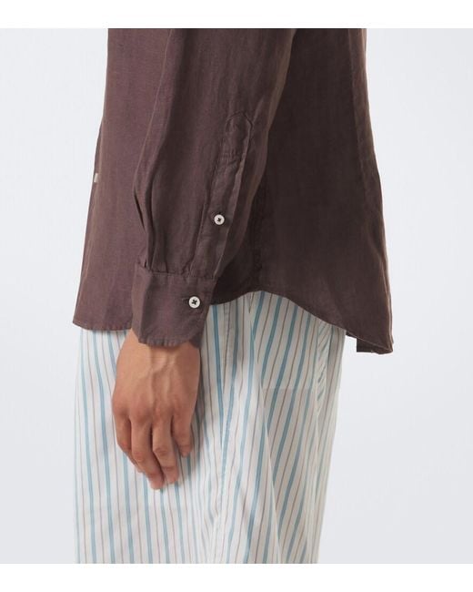 Fedeli Brown Linen Shirt for men