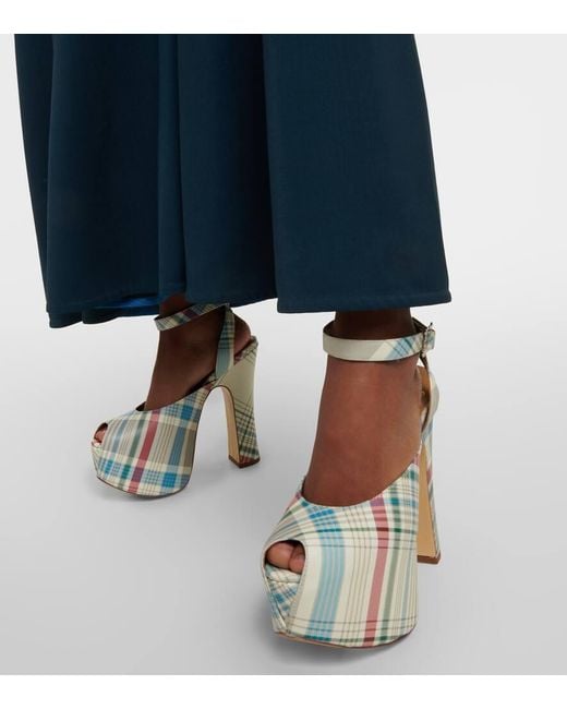 Vivienne Westwood Metallic Vargas Checked Leather Platform Pumps