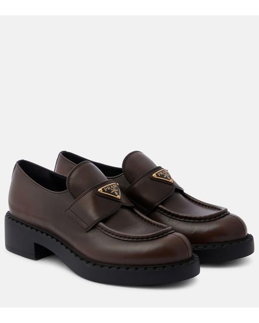 Prada Black Loafers Chocolate Aus Leder