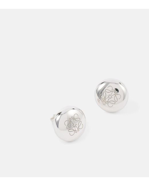 Loewe White Anagram Pebble Sterling Stud Earrings