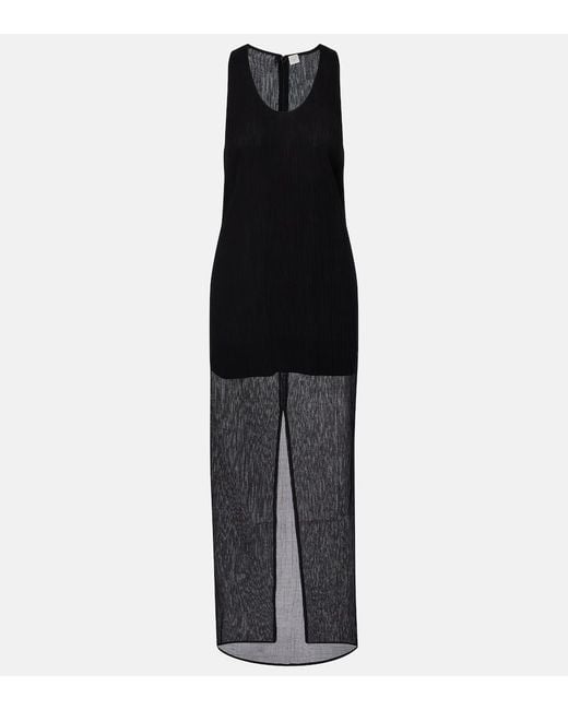 Totême Black Semi-Sheer Cotton And Silk Maxi Dress