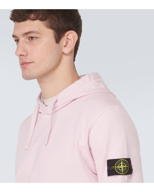 Stone Island Pink Compass Cotton Jersey Hoodie for men