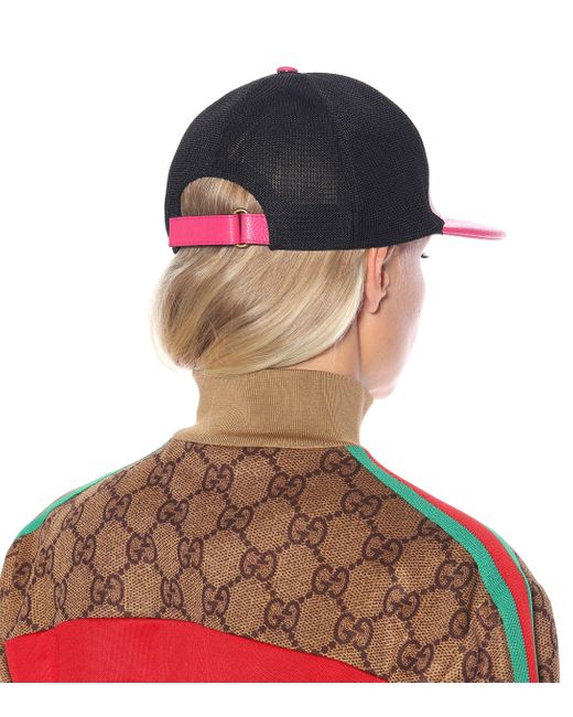Gucci Leather Fake Logo Cap in Fuchsia (Pink) Save 39 Lyst