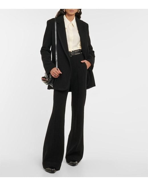 Chloé Black High-Rise Flared Virgin Wool Pants