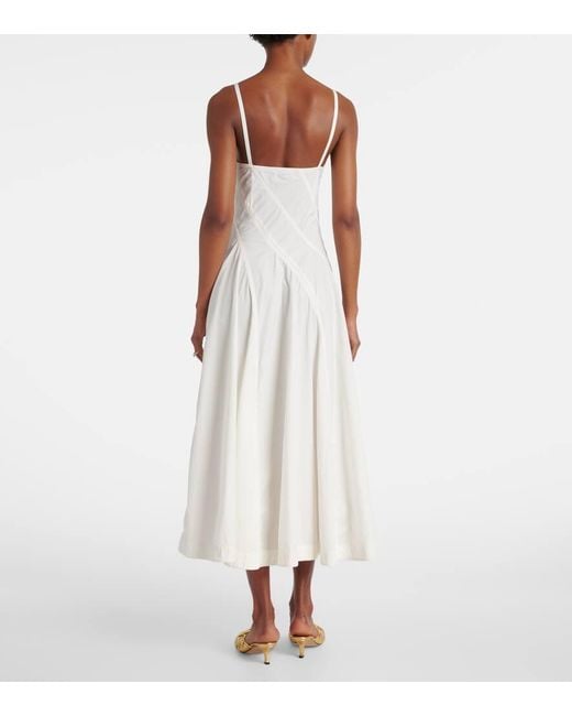 Bottega Veneta White Midikleid Aus Einem Baumwollgemisch