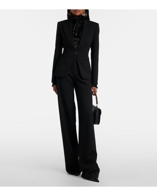 Gucci Black Wool-Blend Straight Pants