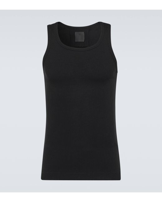 Givenchy Black 4g Ribbed-knit Cotton Tank Top for men