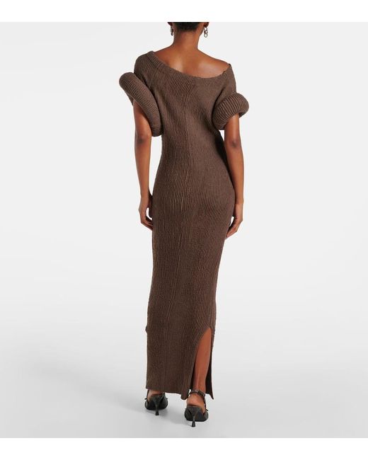 Acne Brown Katon Asymmetric Maxi Dress