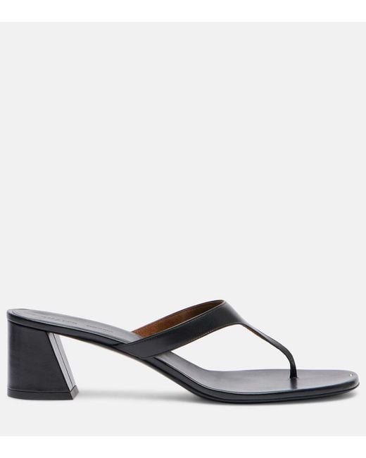 Khaite Gray Archer Leather Thong Sandals