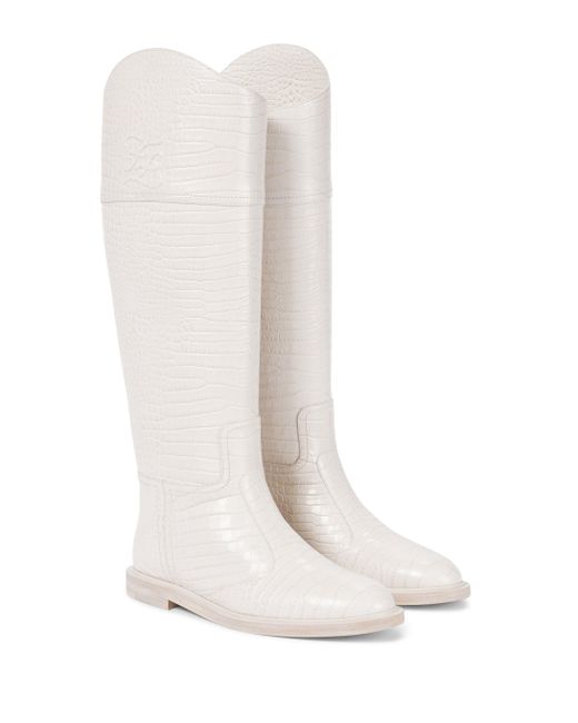 Botas altas FF Karligraphy piel efecto coco Fendi de Cuero de color Blanco  | Lyst