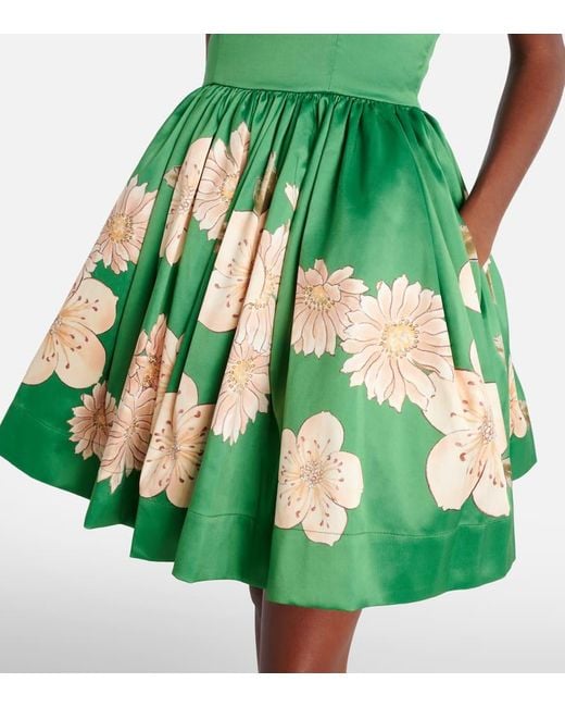 ALÉMAIS Green Floral Gathered Minidress