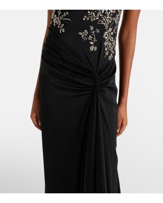 McQueen Black Draped Embellished Gown